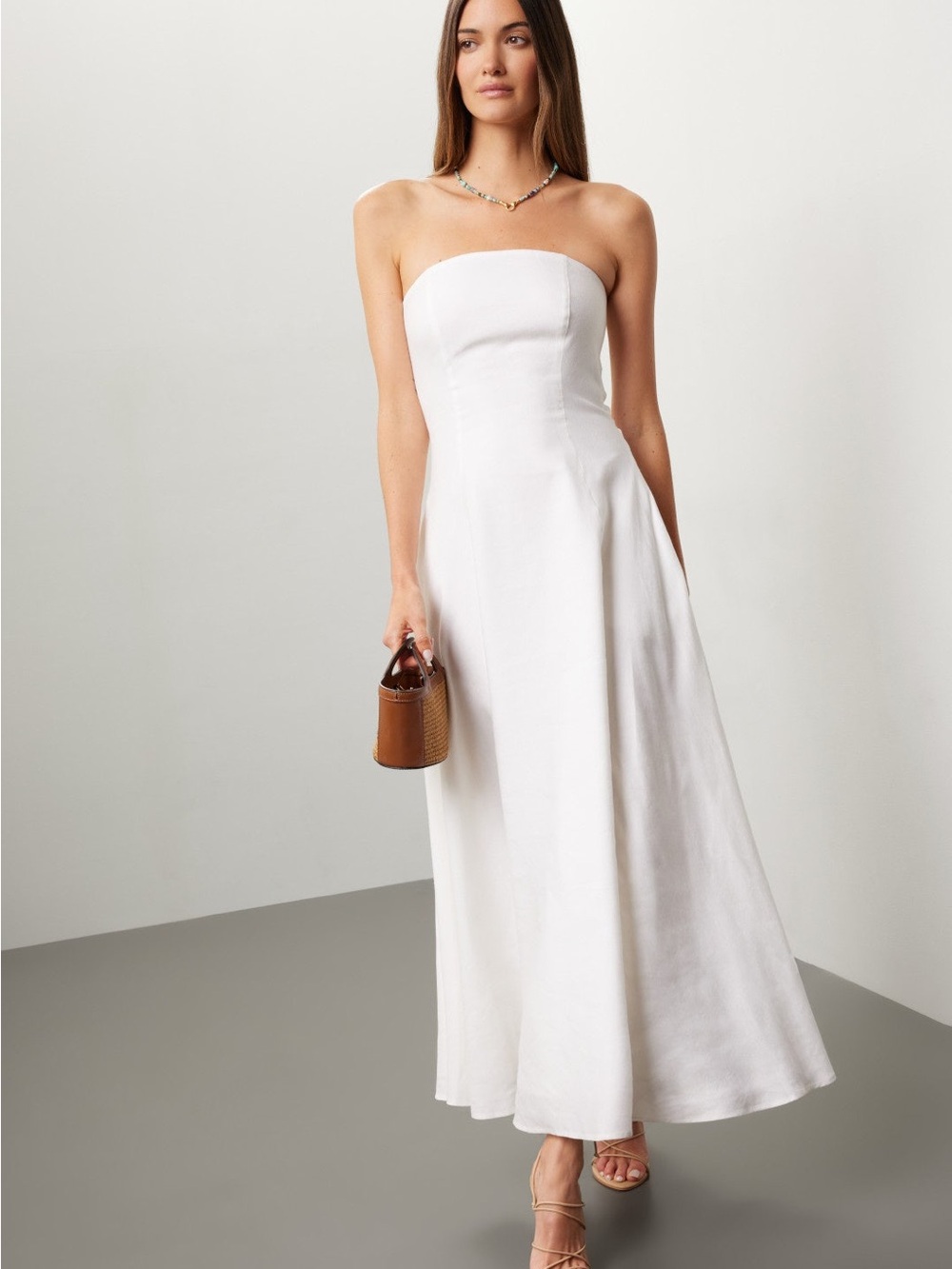 Favorite Daughter Strapless White Maxi Dress